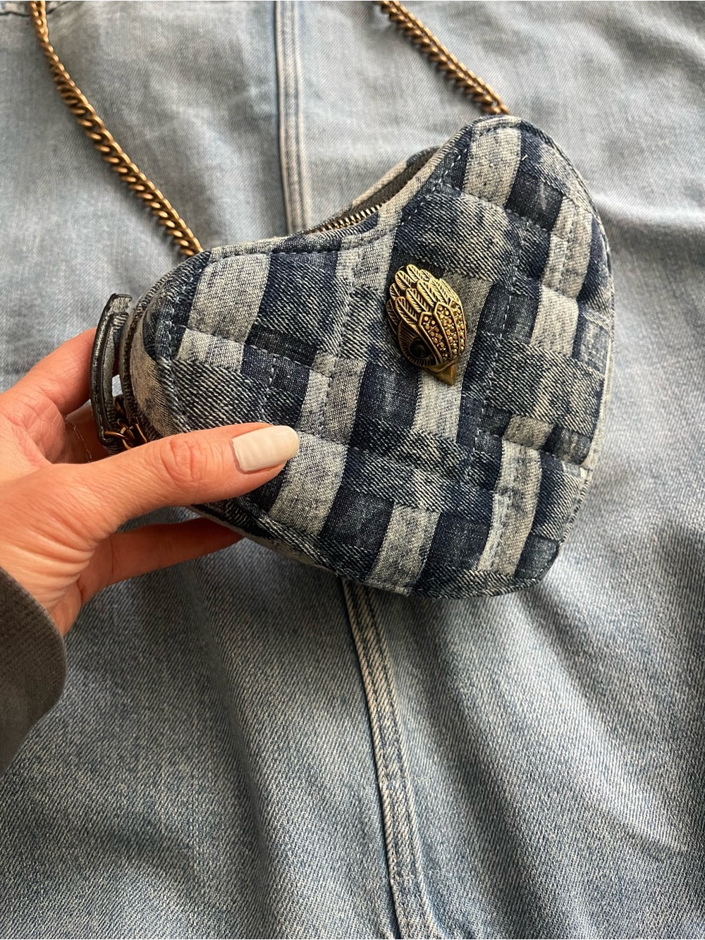 Kurt Geiger Denim Heart Cross body Bag